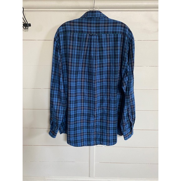 IZOD Men's Plaid Button Down Long Sleeve Shirt Blue Navy White Green -‎ XL EUC - Picture 4 of 10